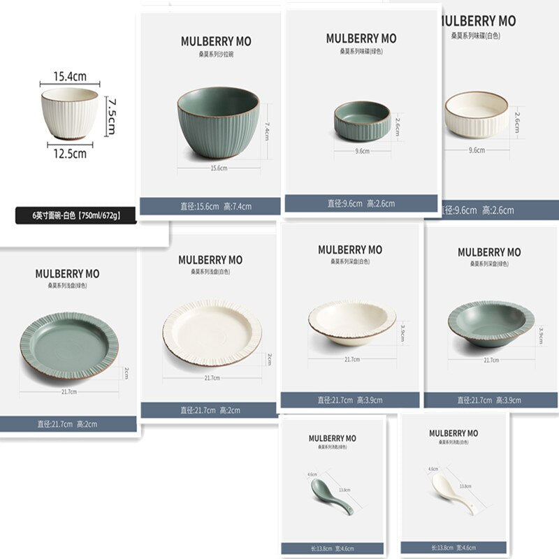 Porcelain Plates for Food Dinner Set Dishes Salad Soup Bowl Ceramic Plates and Bowls Set Tableware Set Service for